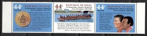 PALAU 1986, IN MEMORIAM PRES. REMELIIK, WITH PRES. REAGAN, Sc C16a STRIP, MNH - Picture 1 of 1