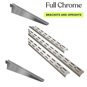 HD TwinSlot Estantería Cromada Vertical y Soportes Ajustable Fuerte Estante de Pared - Imagen 1 de 3