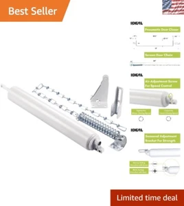 Pneumatic Screen & Storm Door Closer with Wind Chain - Durable White Design - Picture 1 of 8