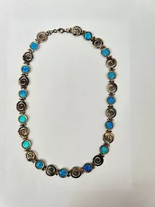 Beautiful Rare Vintage 925 Sterling Opal Beaded Necklace 19” 33grams Desk - Picture 1 of 11