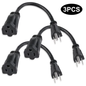 3x 3 Prong 18 Gauge Power Extension Cable 13A 125V Heavy Duty Durable Plug Wire - Picture 1 of 11