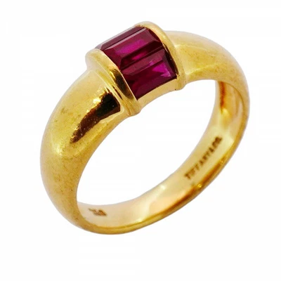 Tiffany Ring Stack Band K18YG Yellow Gold Ruby No.7 Used - Image 1 of 4