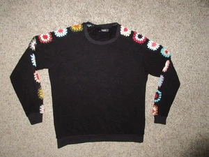 MICHAEL LAUREN SCHWARZER PULLOVER GRÖSSE SMALL MEHRFARBIG GEHÄKELÄRMEL RUNDHALSAUSSCHNITT - Bild 1 von 5