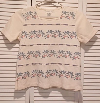 Vtg Alfred Dunner Shirt Pullover  Embroidered Floral Short Sleeve - Image 1 of 4