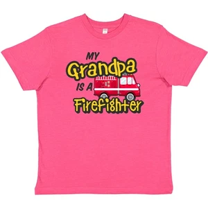 Inktastic My Grandpa Is A Firefighter With Fire Truck Youth T-Shirt Family Kids - Picture 1 of 2