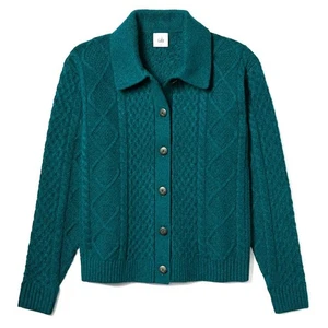 NWT $145 Cabi Peacock Cardigan Size L Style #4657 Cotton Blend Long Sleeve  - Picture 1 of 3