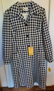 Vintage Ann Murray 1960/1970s Blue and Off-White Coat Dress Size 14 - Picture 1 of 11