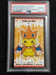 PSA 10 Pokemon 2015 Poncho-Wear Pikachu Business Card Charizard Y Promo Japanese - Picture 1 of 2