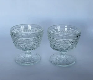 Wexford By Anchor Hocking Pressed Glass Sherbet Ice Cream Dessert Set of 2 - Picture 1 of 9