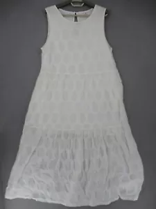 Gorman Dress Womens 10 White Polka Dot Tiered Shift Midi Sleeveless Pockets - Picture 1 of 20