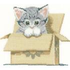Heritage Counted Cross Stitch Kit Evenweave Fabric "Cat In Box (L)", Ldcb1249-E,