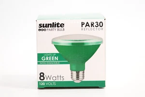 Sunlite 8w LED PAR30 Short Neck Green Colored Floodlight Bulb - 8 Watt 120Volts - Picture 1 of 3
