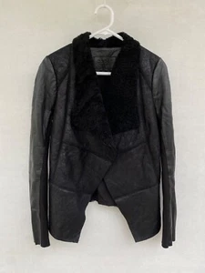 🔹🔹 Cable Melbourne Harper Shearling Leather Waterfall Open Jacket Coat Size S - Bild 1 von 10