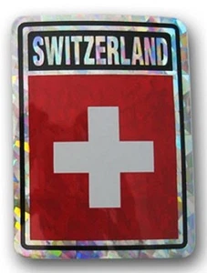 SWITZERLAND PRISMATIC REFLECTIVE FLAG STICKER DECAL - NEW - FREE SHIPPING - Bild 1 von 1