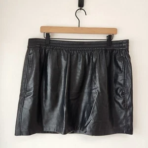 Babaton Aritzia Kunstlederrock schwarz Pull-On Gummibund Mini Damen XL - Bild 1 von 7