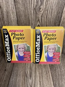 (2) Office Max Photo Paper 5x7 Glossy 100 Sheets, for Inkjet - Picture 1 of 2