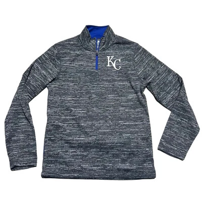 Majestic Kansas City Royals 1/4 Cremallera Polar Pullover Adulto Pequeña Camisa Negra MLB Foto 1 de 4