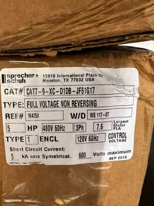 Sprecher + Schuh CAT7-9-XC-D1DB-JF61G17 Full Voltage Non Reversing Starter New - Picture 1 of 2