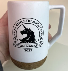 2022 Boston Marathon Adidas Unicorn Logo Coffee Mug, Cork Bottom, Scuffs, READ - Picture 1 of 11