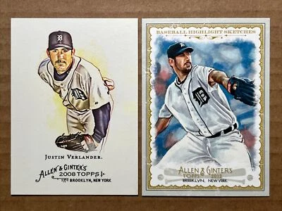 Justin Verlander 2008 & 2012 Topps Allen&Ginter Baseball Cards. Tigers - Image 1 of 4