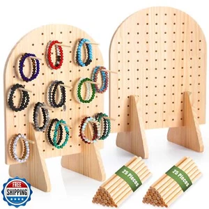 Colingmill 2 Sets Keychain Display Stand Wooden Pegboard Display Stand with 2 - Picture 1 of 5