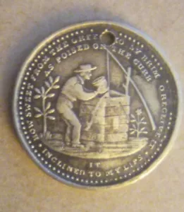 1830-1860 Temperance Era Token Ashbel,Wells Ridley' Oaken Bucket - Picture 1 of 5