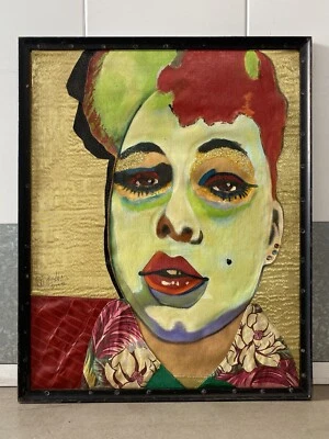 🔥 Vintage Modern DRAG QUEEN Gay Pop Art Idol Portrait Painting - FISCHER, 1987 - Image 1 of 4