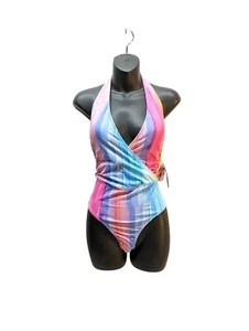 Rachel Roy One Piece Swimsuit Womens Large Cross Back Cut Out Rainbow Unicorn - Picture 1 of 11