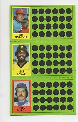 1981 Topps Baseball Scratch Off Ted Simmons Mike Easler Jerry Martin - Image 1 of 2