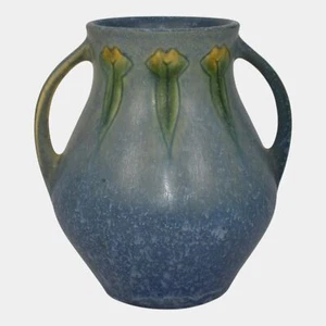 Roseville Windsor 1931 Vintage Arts And Crafts Pottery Blue Ceramic Vase 545-5 - Picture 1 of 6