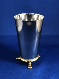 Vintage Michael Aram Cup With Three Feet Figural Gold Silver Drinking Glass RARE - Picture 1 of 5