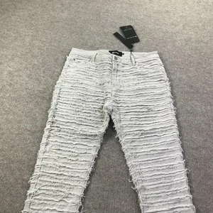 Guapi Jeans Mens 36 Distressed Shredded Flare Frayed Raw Edge Designer Pants - Picture 1 of 13