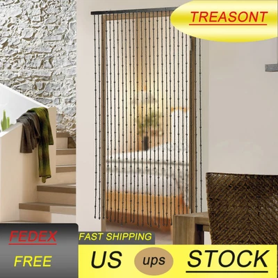 Cortina de madera natural con cuentas decorativas para puertas 90*180 cm Foto 1 de 4