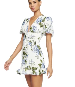 Reformation Mya Mini Dress Sz 4UK 0US XXS Floral Ruffle Party Vacation - Picture 1 of 15