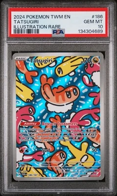 2024 POKEMON TWM EN-TWILIGHT MASQUERADE 186 TATSUGIRI ILLUSTRATION RARE PSA 10 - Image 1 of 2