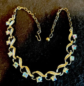 Vintage auffälliger Halsreif mit Strass goldfarben - Bild 1 von 7