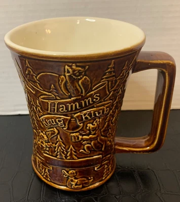 Taza vintage Red Wing Pottery Hamm's Krug Klub Beer Stein marrón Foto 1 de 4