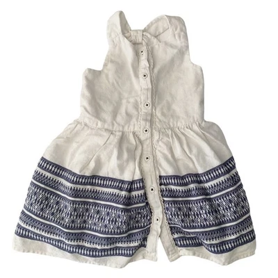 Vestido Willow Blossom Blanco Azul Bordado Sin Mangas Botón Delantero Niñas 5 Foto 1 de 4