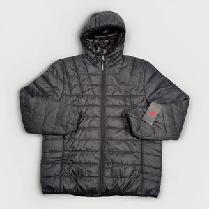 New Balance Puffer TECH JACKET Men Small Black Water Resistant with Hood NEW - Picture 1 of 8