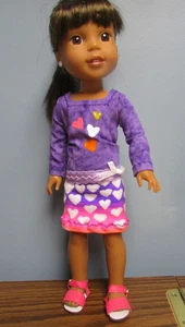 Stretch Knit Hearts Skirt Set made to fit 14.5" Wellie Wishers dolls - Picture 1 of 4
