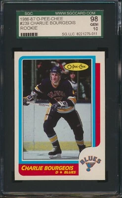 1986 OPC O-Pee-Chee Charlie Bourgeois #239 RC Blues Rookie SGC 10 GEM MINT - Image 1 of 2