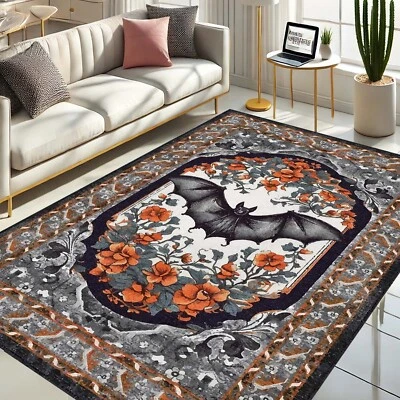 Tapete Gótico, Tapete de Morcego, Decoração de Halloween, Tapete Estilo Vitoriano, Casa Bruxa, Escuro - Imagem 1 de 4