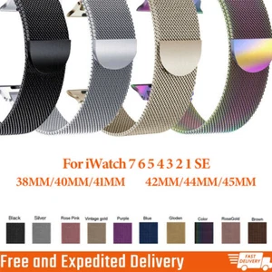 For Apple Watch Series 7 41/45mm Magnetic Milanese Loop Wristwatch Band Strap - Photo 1 sur 24