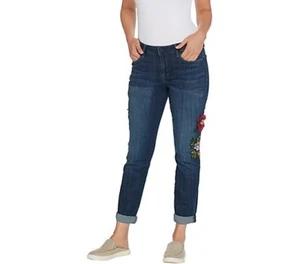 Laurie Felt Classic Denim Embellished Boyfriend Jean,Brushed Sapphi. 24W A343605 - Picture 1 of 5