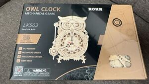 ROKR 3D Wooden Puzzle for Adults Owl Clock Model Kit Desk Clock Home Decor Uniqu