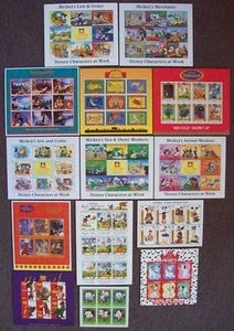 Disney - Pack of 14 Different Stamp Sheetlets All Mint Unhinged - Picture 1 of 1