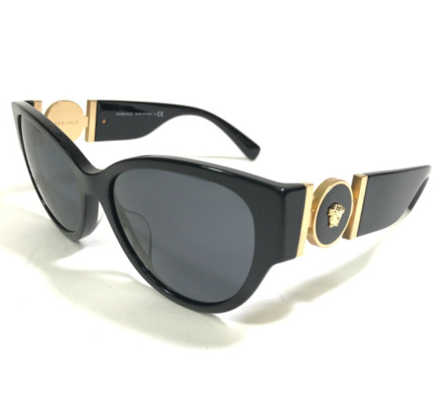 Versace Sunglasses MOD.4368-A GB1/87 Black Gold Asian Fit Frames w Black Lenses