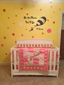 Dr Seuss Pink crib bedding and nursery set- 9 pieces - Picture 1 of 16