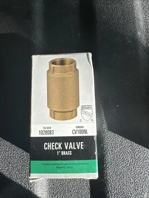 Water Source Brass Check Valve 1" 200psi CV100NL - Image 1 of 4