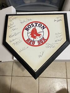 1986 Boston Red Sox Autographed Signed MLB Home Plate 21 Signatures, Leaf COA